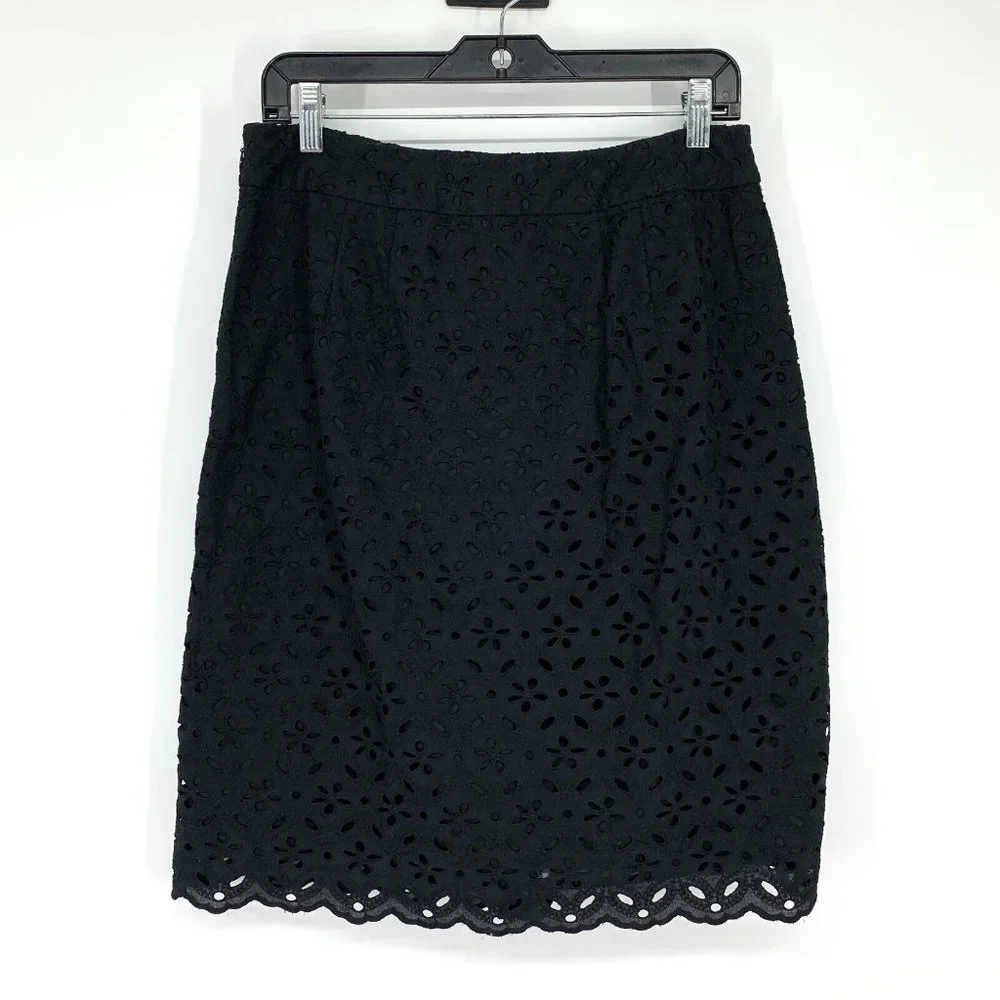 Talbots Skirt Black Floral Eyelet A Line NWT_8